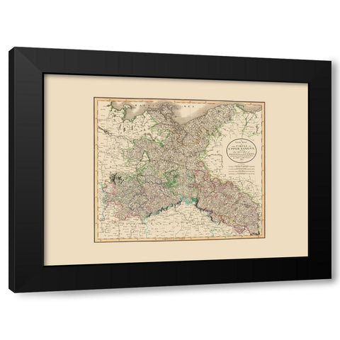 Upper Saxony Duchy of Silesia Lusatia Poland Black Modern Wood Framed Art Print by Cary