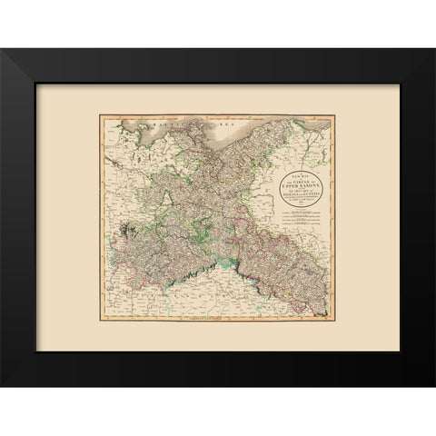 Upper Saxony Duchy of Silesia Lusatia Poland Black Modern Wood Framed Art Print by Cary