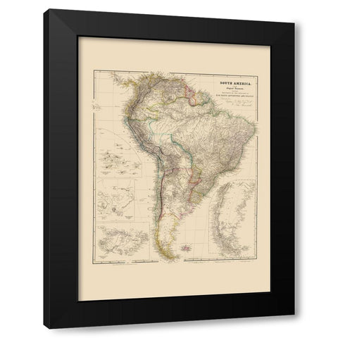 South America - Arrowsmith 1844 Black Modern Wood Framed Art Print with Double Matting by Arrowsmith
