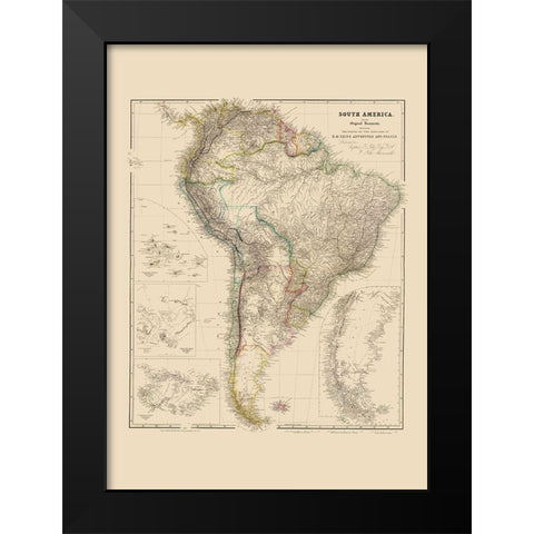South America - Arrowsmith 1844 Black Modern Wood Framed Art Print by Arrowsmith
