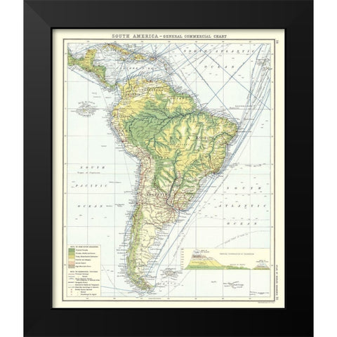South America Commercial Chart - Newnes 1907 Black Modern Wood Framed Art Print by Newnes