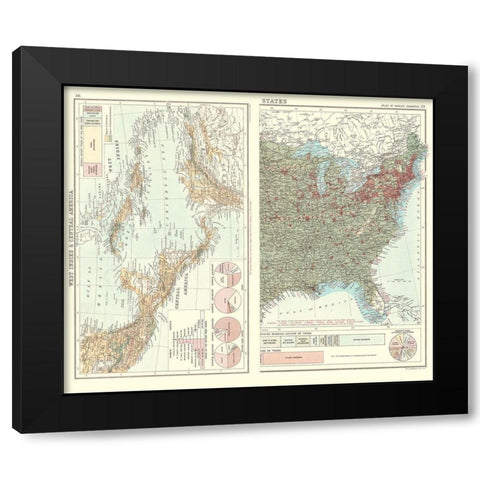 Trade Charts West Indies Central America Black Modern Wood Framed Art Print by Bartholomew