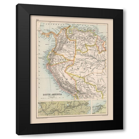 Southwest Central America - Bartholomew 1892 Black Modern Wood Framed Art Print with Double Matting by Bartholomew