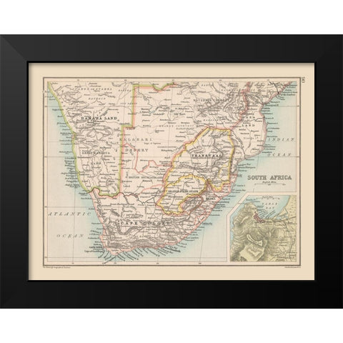 South Africa - Bartholomew 1892 Black Modern Wood Framed Art Print by Bartholomew