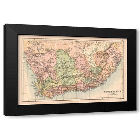 South Africa - Black 1867 Black Modern Wood Framed Art Print with Double Matting by Black