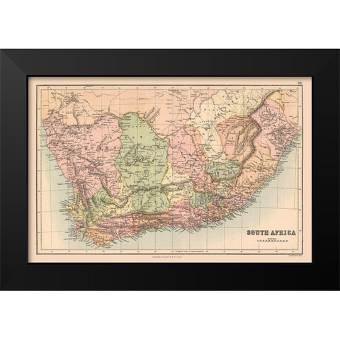 South Africa - Black 1867 Black Modern Wood Framed Art Print by Black