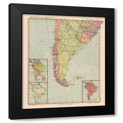 South America - Streit 1913- 23 x 26.55 Black Modern Wood Framed Art Print by Streit