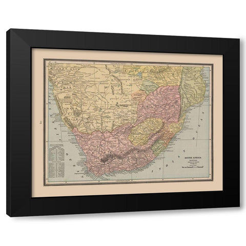 South Africa - Cram 1888 Black Modern Wood Framed Art Print by Cram