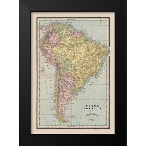 South America - Cram 1888 Black Modern Wood Framed Art Print by Cram
