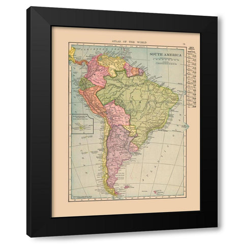 South America - Hammond 1910 Black Modern Wood Framed Art Print by Hammond