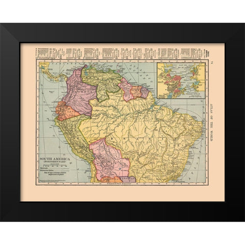 Northern South America - Hammond 1910 Black Modern Wood Framed Art Print by Hammond