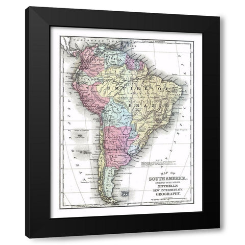 South America - Mitchell 1877 Black Modern Wood Framed Art Print by Mitchell