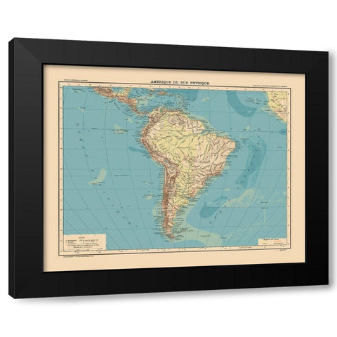 South America Physical - Schrader 1908 Black Modern Wood Framed Art Print by Schrader