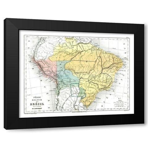 South America Brazil Peru Bolivia - Cortambert Black Modern Wood Framed Art Print by Cortambert