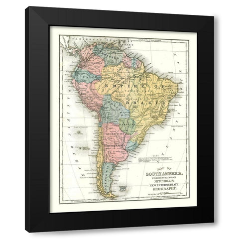 South America - Mitchell 1869 Black Modern Wood Framed Art Print by Mitchell