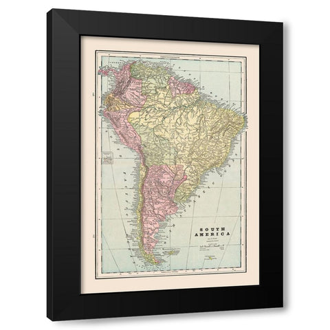 South America - Cram 1892 Black Modern Wood Framed Art Print by Cram