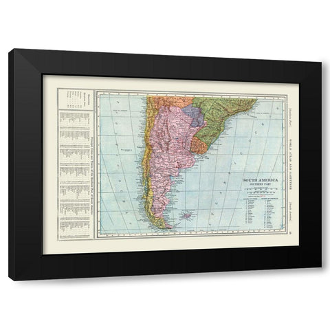 Southern South America - Reynold 1921 Black Modern Wood Framed Art Print by Reynold