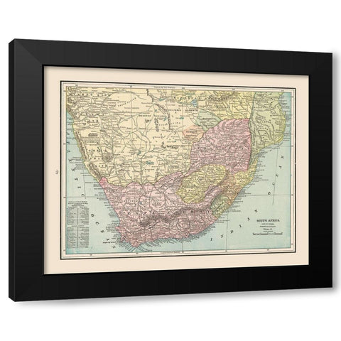 South Africa - Cram 1892 Black Modern Wood Framed Art Print with Double Matting by Cram