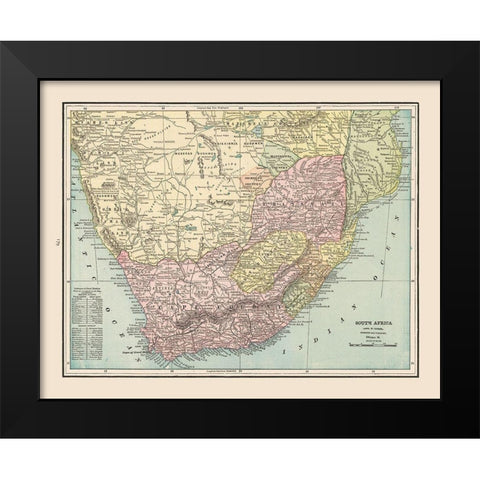 South Africa - Cram 1892 Black Modern Wood Framed Art Print by Cram