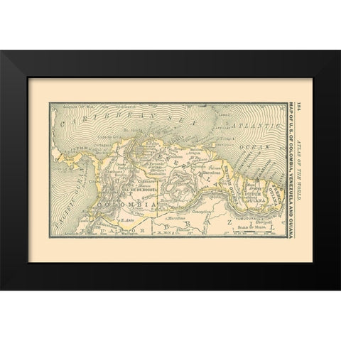 Southern South America - Alden 1886 Black Modern Wood Framed Art Print by Alden