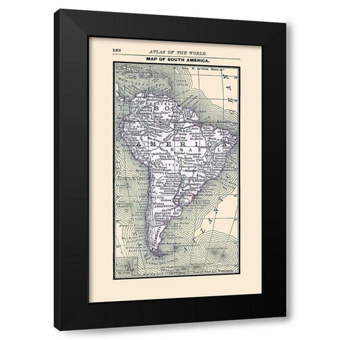 South America - Alden 1886 Black Modern Wood Framed Art Print by Alden