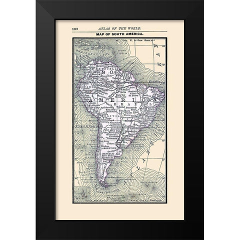 South America - Alden 1886 Black Modern Wood Framed Art Print by Alden