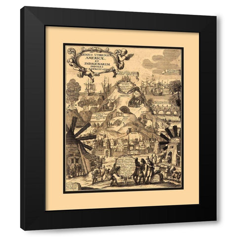 South America Natural Riches - 1703 Black Modern Wood Framed Art Print with Double Matting by Unknown