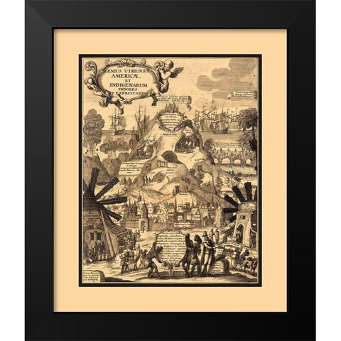 South America Natural Riches - 1703 Black Modern Wood Framed Art Print by Unknown