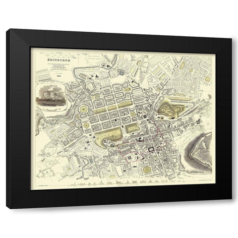 Edinburgh Scotland Great Britain - Chapman 1834 Black Modern Wood Framed Art Print with Double Matting by Chapman