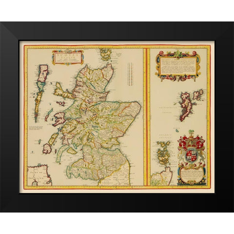 Great Britain Scotland - Blaeu 1654 Black Modern Wood Framed Art Print by Blaeu