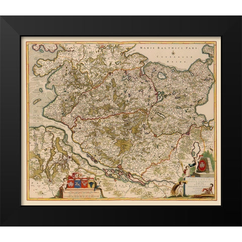 Schleswig Holstein Region Germany - De Wit 1688 Black Modern Wood Framed Art Print by De Wit