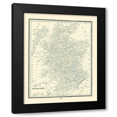 Great Britain Scotland - Rathbun 1893 Black Modern Wood Framed Art Print with Double Matting by Rathbun
