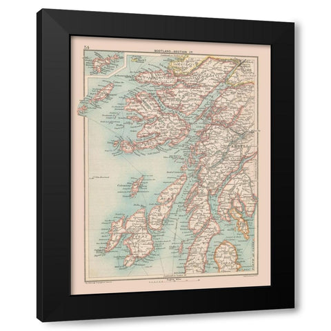 Scotland - Bartholomew 1892 Black Modern Wood Framed Art Print by Bartholomew