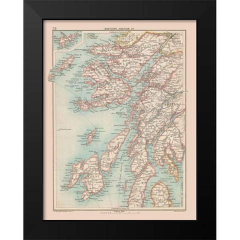 Scotland - Bartholomew 1892 Black Modern Wood Framed Art Print by Bartholomew