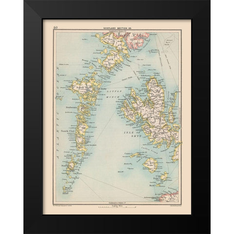 Scotland - Bartholomew 1892 Black Modern Wood Framed Art Print by Bartholomew
