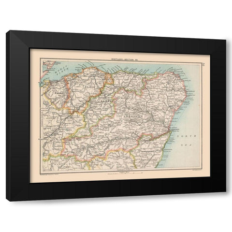 Scotland - Bartholomew 1892 Black Modern Wood Framed Art Print by Bartholomew