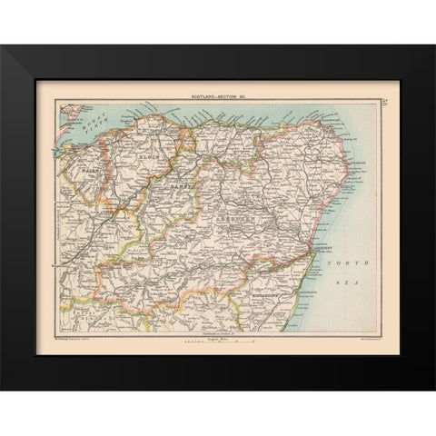 Scotland - Bartholomew 1892 Black Modern Wood Framed Art Print by Bartholomew