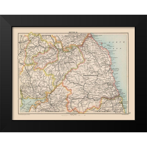 Eastern Scotland Ireland - Bartholomew 1892 Black Modern Wood Framed Art Print by Bartholomew
