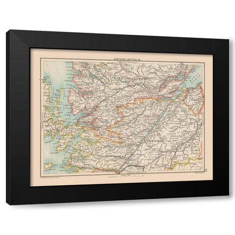 Highlands Scotland - Bartholomew 1892 Black Modern Wood Framed Art Print by Bartholomew