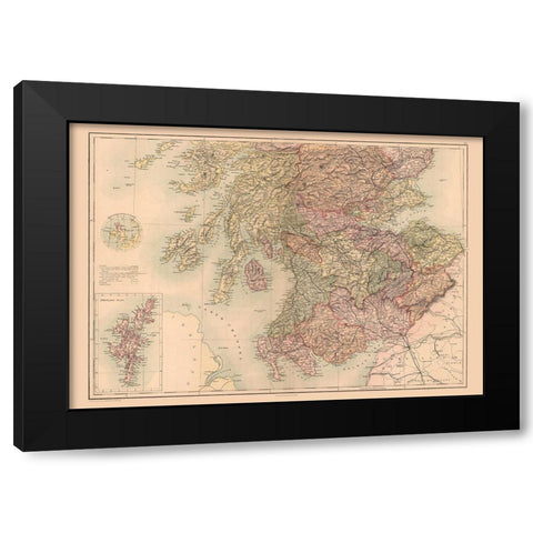 North Scotland - Black 1867 Black Modern Wood Framed Art Print by Black