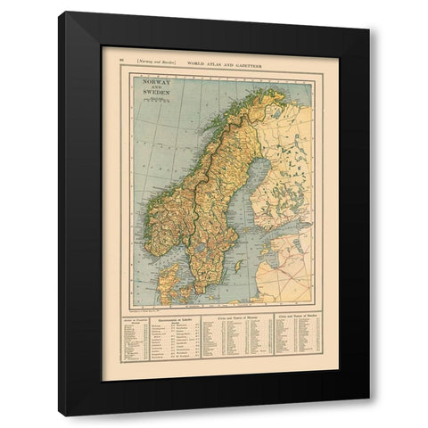 Europe Norway Sweden - Reynold 1921 Black Modern Wood Framed Art Print by Reynold