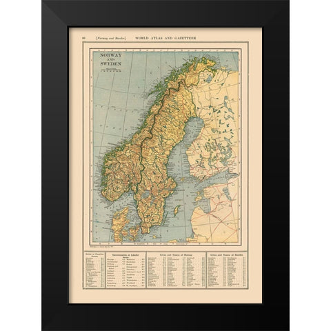 Europe Norway Sweden - Reynold 1921 Black Modern Wood Framed Art Print by Reynold