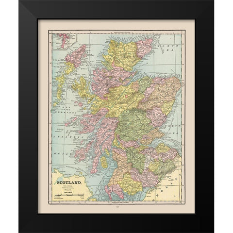 Scotland - Cram 1892 Black Modern Wood Framed Art Print by Cram