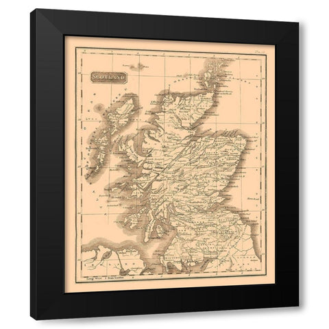 Scotland - Kirkwood 1817 Black Modern Wood Framed Art Print by Kirkwood