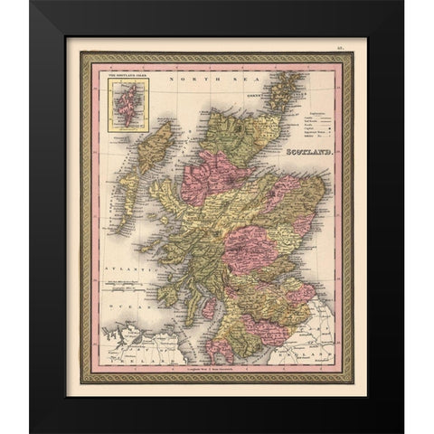 Scotland - Smith 1808 Black Modern Wood Framed Art Print by Smith