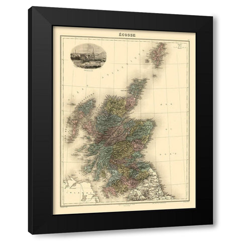 Scotland - Migeon 1892 Black Modern Wood Framed Art Print with Double Matting by Migeon