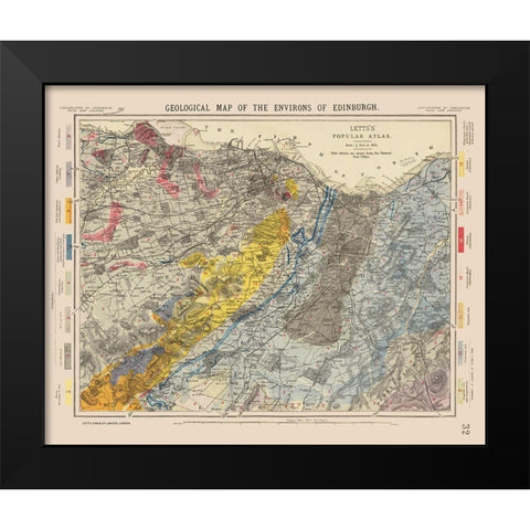 Edingburgh Scotland - Letts 1883 Black Modern Wood Framed Art Print by Letts