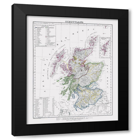 Scotland - Flemming 1847 Black Modern Wood Framed Art Print by Flemming