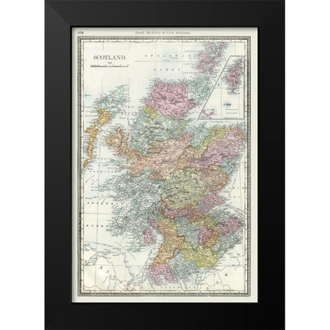 Scotland - Rand McNally 1894 Black Modern Wood Framed Art Print by Rand McNally
