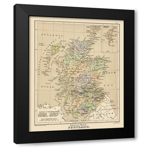 Scotland - Political Map -  Allen Black Modern Wood Framed Art Print with Double Matting by Allen